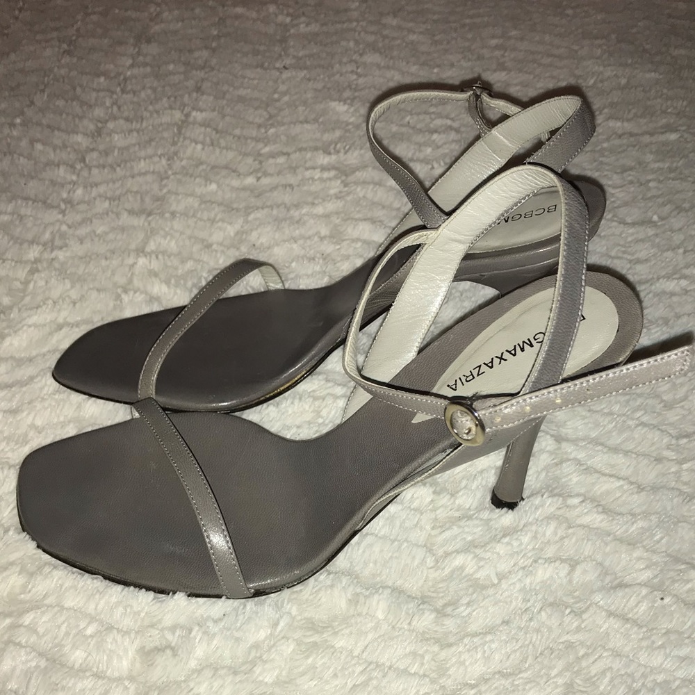 BCBG MaxAzria Leather Strappy Heels Grey 8B